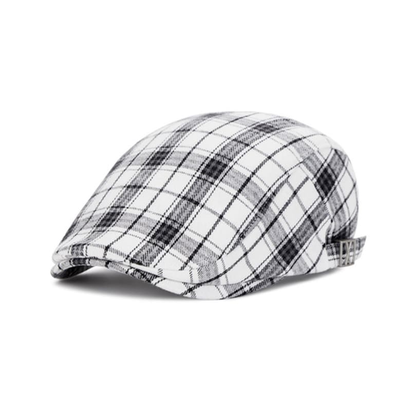 VARZAR VA Square Belt Check Hunting Cap White Check