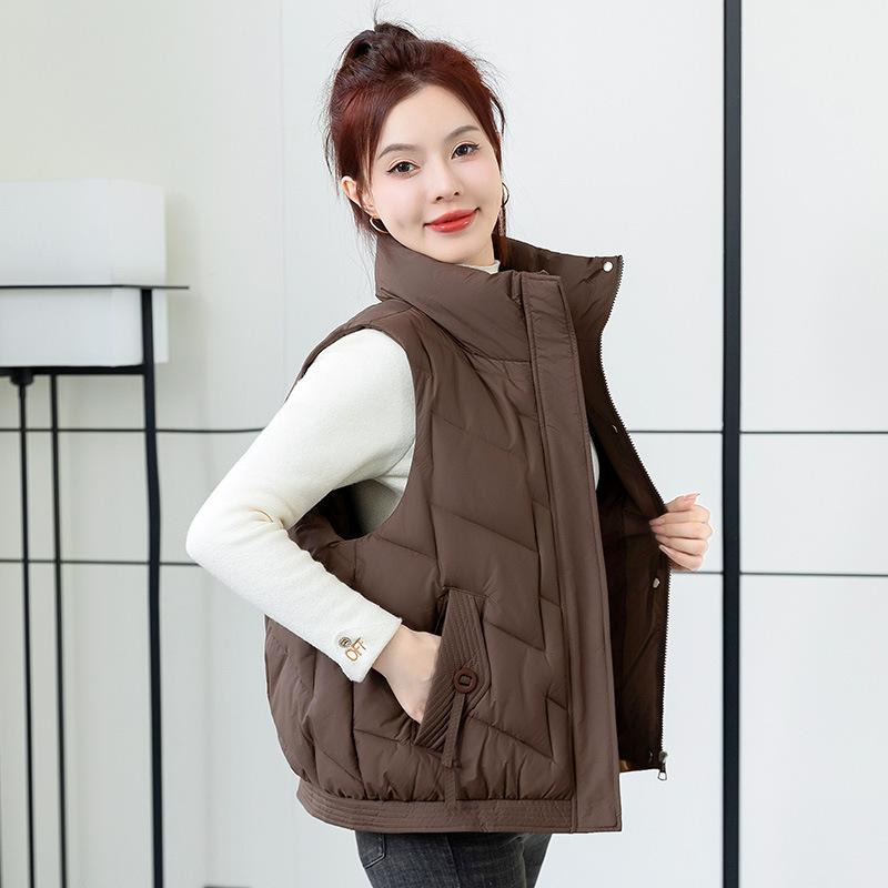 

Новый короткий жилет женский осенне-зимний модный универсальный свободный жилет с хлопковой подкладкой, воротник-стойка, свободная спинка XXL-140-80kg