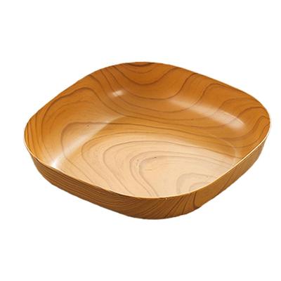 Kitchen Wood Grain Plastic Square Tray Plate Dried Fruit Fruit Cake Snack Plates Simple Snack Tea Art Dish Bone Spitting Dish