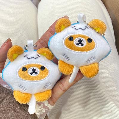 Cartoon Rilakkuma Plush Doll Keychain Schoolbag Pendant  Cute Keychain Backpack Decoration Accessories Birthday Gifts
