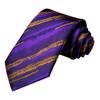 Hi-Tie Fashion Mens Striped Necktie Purple Tie Hanky Cufflinks for Wedding Business Party