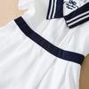 Girls' Short-Sleeved Summer Dress for 5-12 Years Preppy College Style Striped Collar Dresses Back To School Clothes