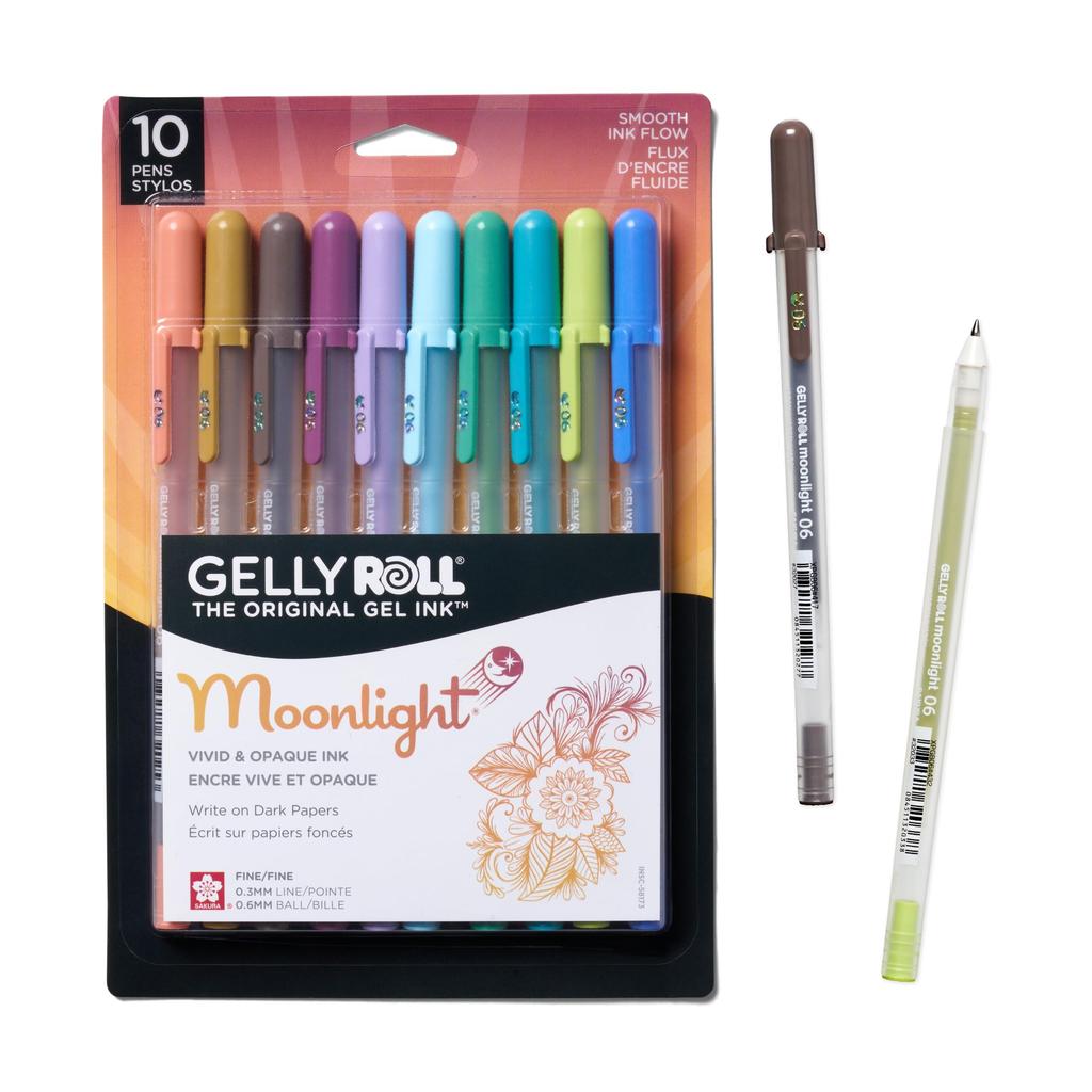 SAKURA Gelly Roll Moonlight 06 Gel Pens Fine Point Ink Pens for and Drawing Earth Jewel Tone Ink Fine Line Pack of 10 - Journaling, Art, - & - -