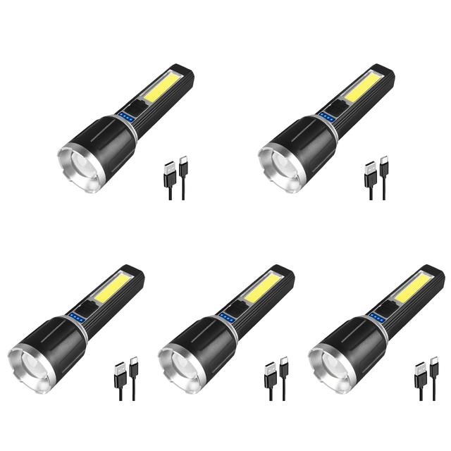 Satın alın Telescopic Zoom Xpe +Cob Led Flashlight Waterproof Rechargeable Torch Lamp Outdoor