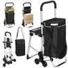 Shopping Trolley, 40 L Oxford Bag, 3-Wheel Design, Aluminum Frame, Seat, Grey