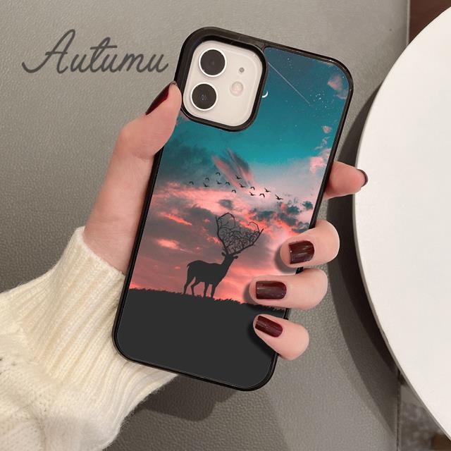 Jagd Deer Sunset Telefon Fall für iPhone 11 12 13 14 Pro Max mini X XR XS SE 2020 6S 7 8 Plus Samsung Galaxy S21 S22 shell
