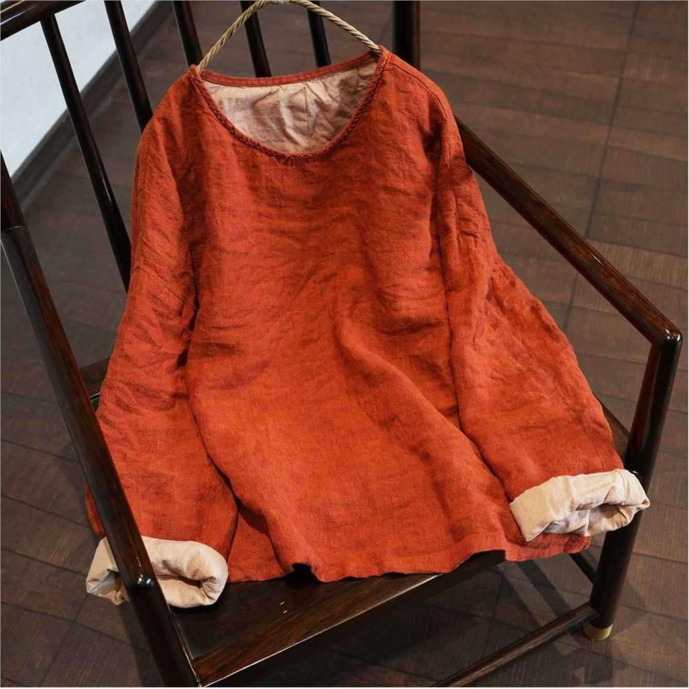 Johnature Women Vintage T-Shirts Spring Chinese Style O-Neck Long Sleeve Linen High Quality Female T-Shirts