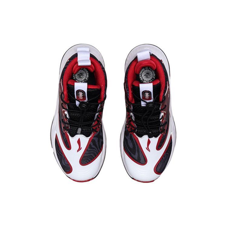 LiNing High-Top Basketball Shoes Kids Sneakers Black Red White YKBQ008-1