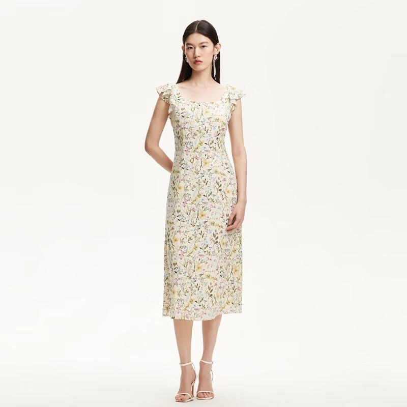 VEROMODA Ruffle Floral Print Waist-Cinched Maxi Dress