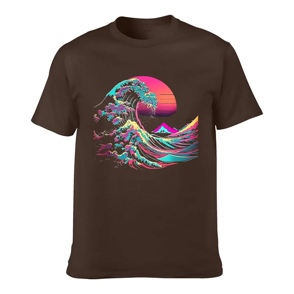Ästhetisches Glitch Great Wave Retrowave Synthwave T-Shirt Kurzarm-T-Shirt Streetwear