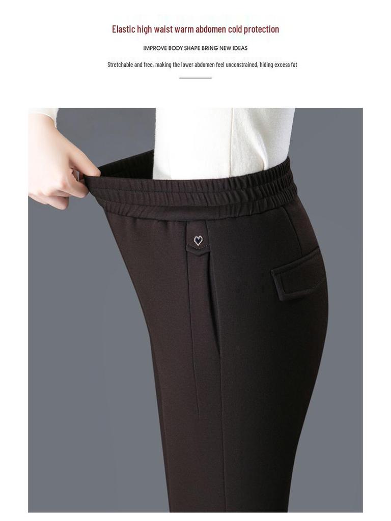 Fleece-Lined High Waist Loose Fit Women's Harem Pants for Middle-Aged and Elderly