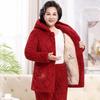 Elderly Women's Winter Hooded Quilted Pajama Set