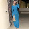 European and American Women clothes 2024 Autumn New Product Fashion Slim fit Lace-up Lace Long sleeve dress Foreign Trade Women