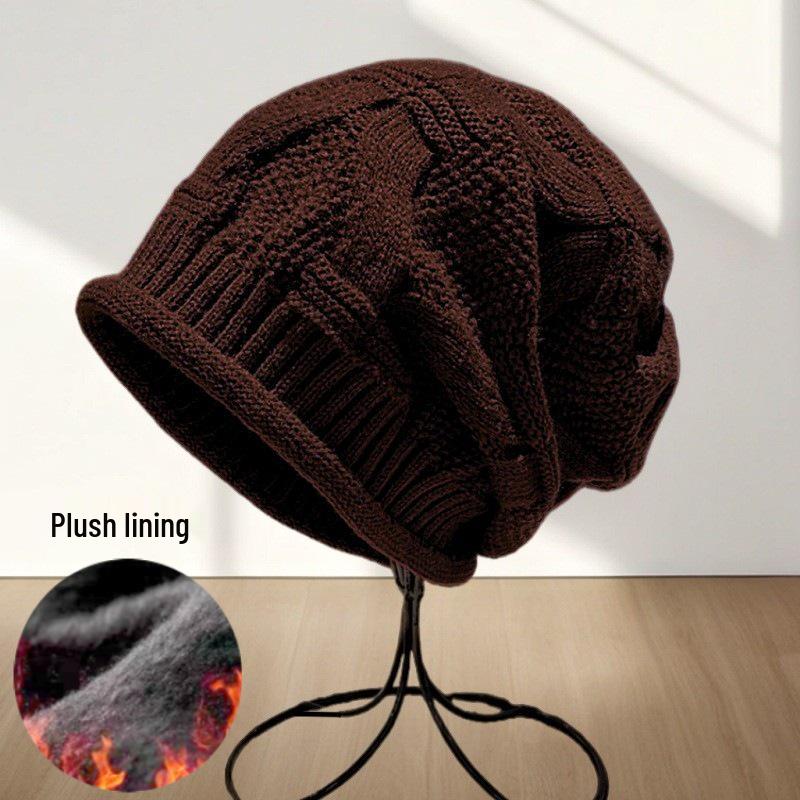 

Женская вязаная шапка большой окружности - мода осень/зима, однослойная, тонкий загнутый край.