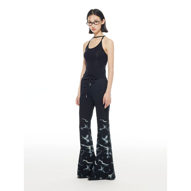 Print Elastic Waist Casual Black Y2g Sexy Sweatpants