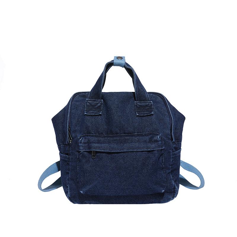School bag female classic literary small fresh backpack female college style high school student denim canvas backpack