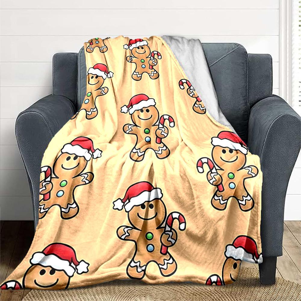 1pc Gingerbread Man Blanket Warm, Cozy, And Soft, Suitable for Sofas, Beds, Cars, And Office Use.Perfect for Camping And Travel, Making It a Great Gif