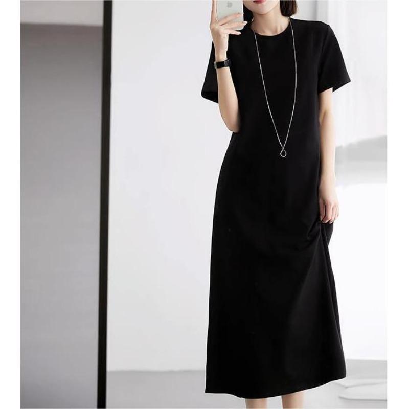 

Платье с мягким и простым круглым вырезом, юбкой-футболкой с короткими рукавами 2XL