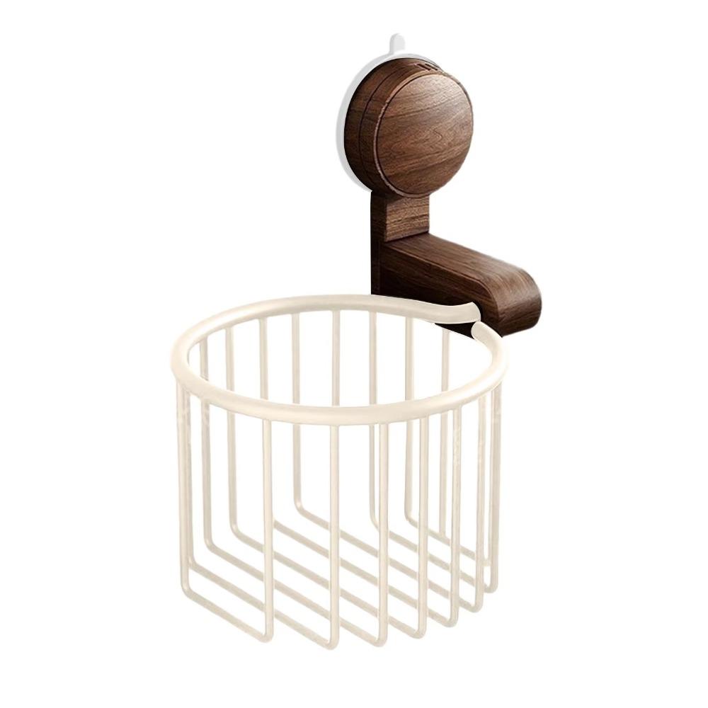 Suction Cup Bathroom Paper Holder Non Perforated Toilet Tissue Basket Soap Holder