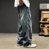 Retro-Jeans mit weitem Bein Herren Gerade Locker Bodenlang Hosen Herbst und Winter Neu Amerikanische High Street Hosen Jungen