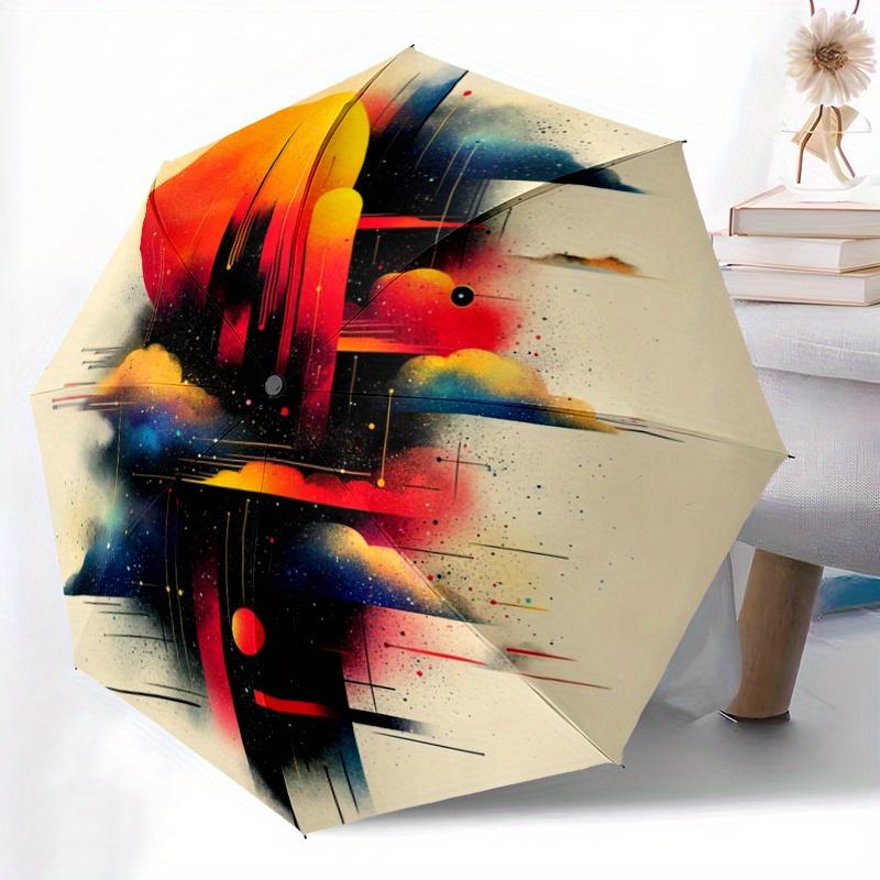 

Abstract Art Pattern New Umbrella, 1pc Automatic Folding Design Travel Umbrella with 8 Ribs, Portable Compact Outdoor Sunshade