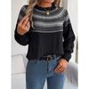 Damen Herbst-Winter Vintage Farbkontrast gestreifter Langarmpullover