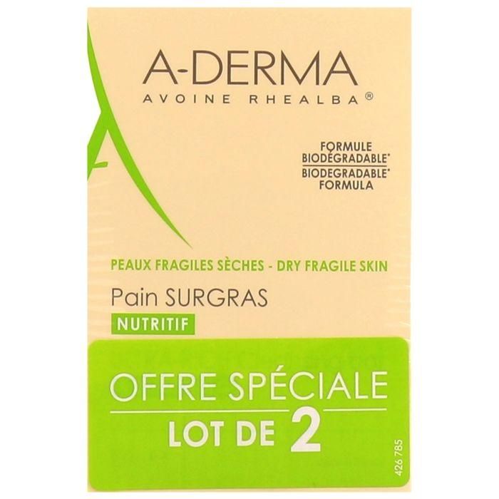 Pain Surgras - A-Derma - Lot De 2 X 100g - Avoine Rhealba - Sans Paraben - Peaux Sèches