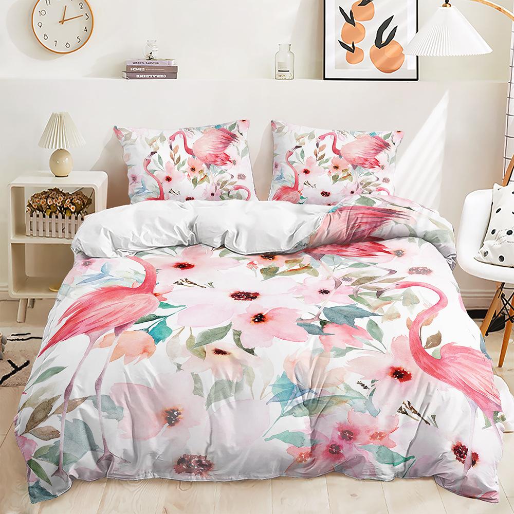 Bed Three-Piece Set Flamingo Series Quilt Cover Digital Printing Kit Two-Piece Set
