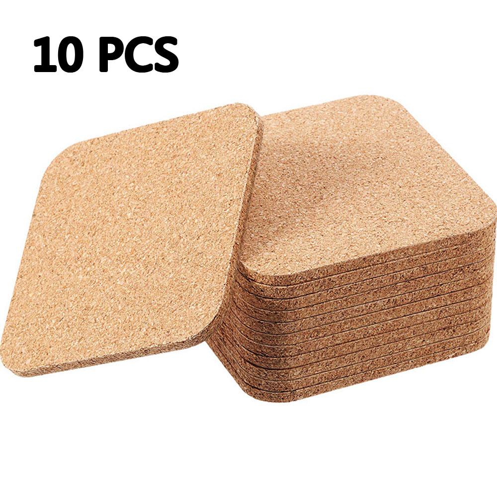 Cork Coasters Handy Round Square Shape Dia 9Cm 10Cm Plain Natural Wine Drink Tea Coffee Coaster For Home Office Kitchen