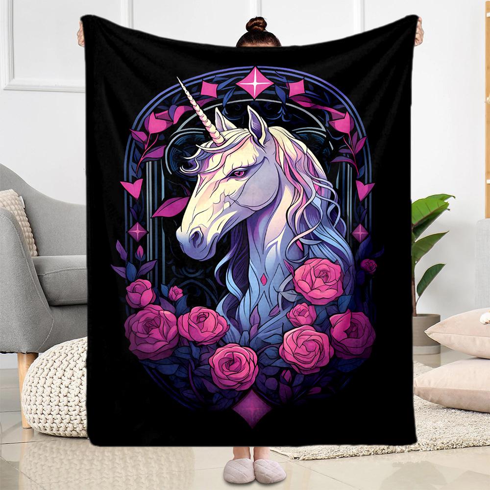 1pc Rainbow Unicorn Sky blanket Soft and Warm for Sofa Office Camping Travel Livingroom Great Gift for Friends and Family Comfortable