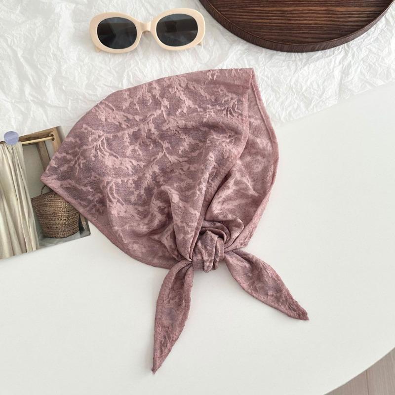Silk scarf new double-sided pattern texture cotton and linen neck protection small scarf headband headband triangular scarf waist tie