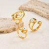 Luxury 18K Gold Plated Open Wrap Ring, Abstract Swirl Pearl Adjustable Minimalist Stainless Steel Jewelry Gift for Women