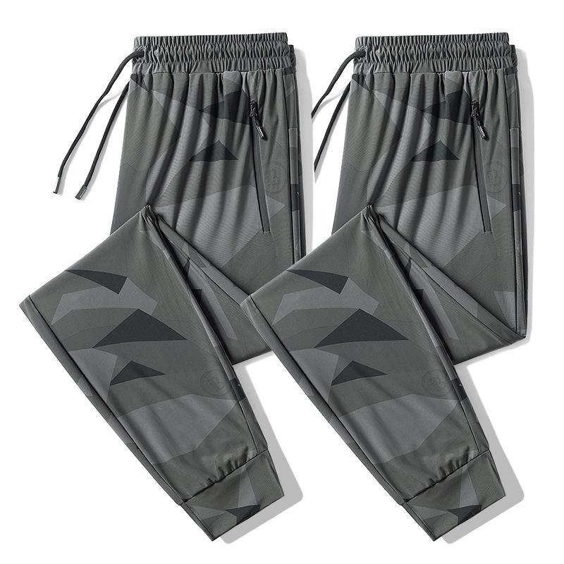 Two Pieces Camouflage Ice Silk Quick Drying Pants for Men's Summer Ultra-thin Loose and Breathable Casual Sports Pants for Men's Outdoor Hiking Pants