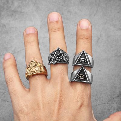 Masonic Illuminati Octopus Eye Stainless Steel Womens Mens Rings Punk Vintage for Boyfriend Jewelry Creativity Gift