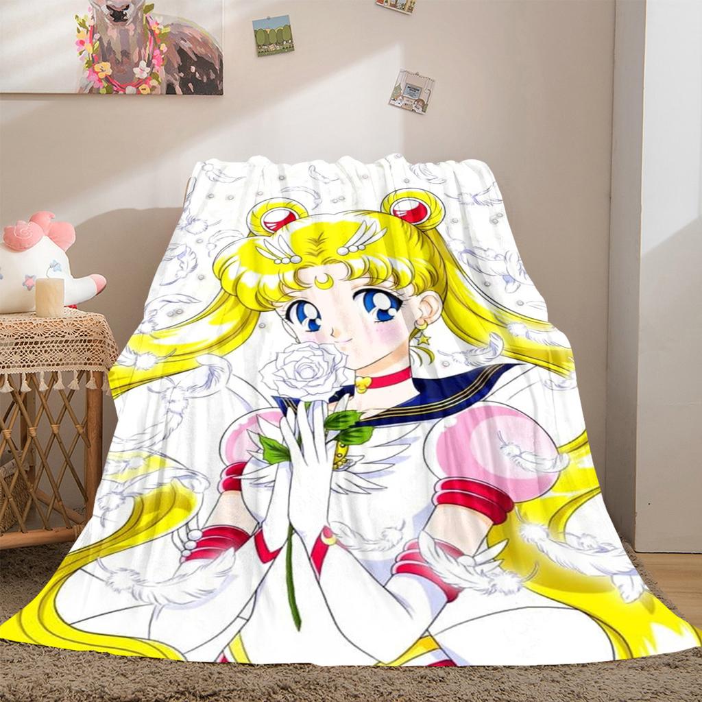 Japanese anime cute cartoon theme Sailor Moon Tsukino Usagi blanket suitable for home beds, sofa covers, office nap, outdoor warm blankets O12
