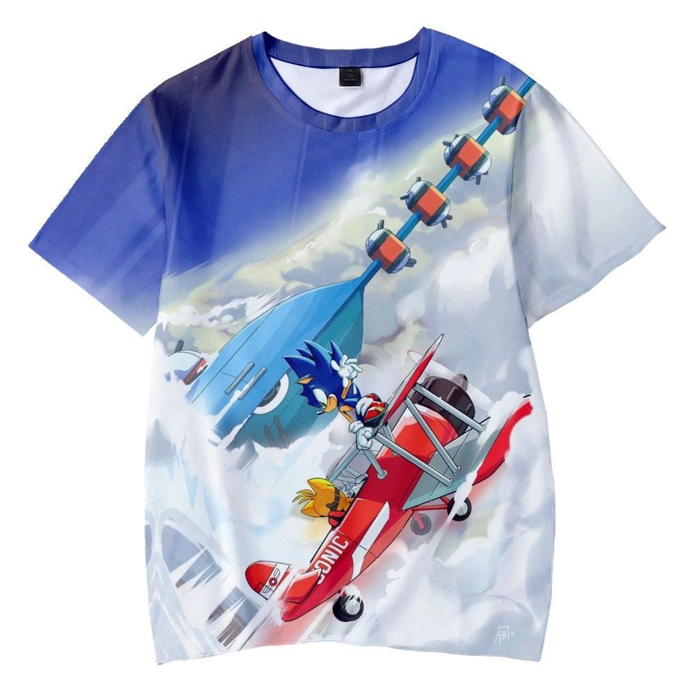 3D Clothing T-shirt, Sonic The Hedgehog Cartoon Character Printed Half-sleeved Summer Adult Children's Clothing Short Sleeved
