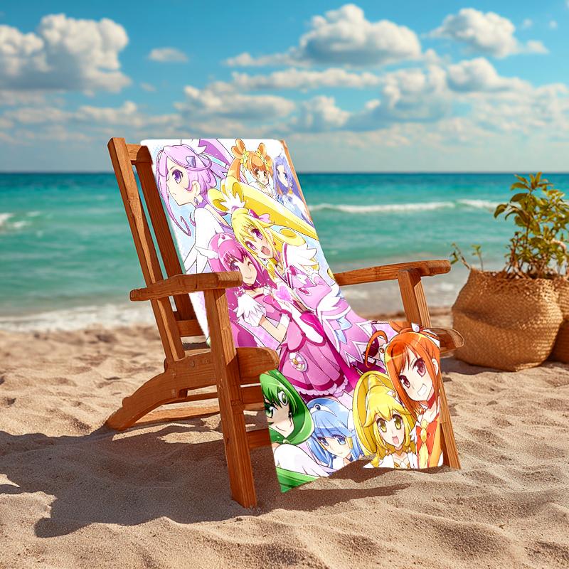 1pc Pretty Cure1 Beach Towel, Comfortable and Thick, and Swimming/Bath/Picnic/Camping Towel, Suitable for Seaside Beaches