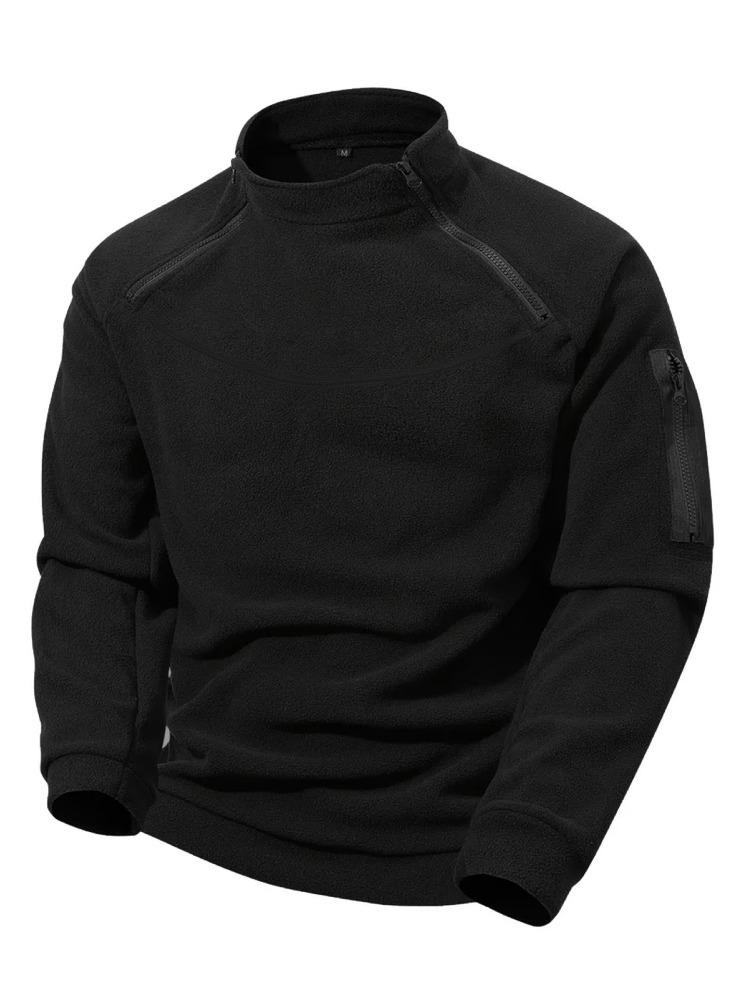 Влагоотводящие Удобные Приятные к коже Топы Осень Зима Мужская Толстовка Куртка Повседневная Тепло Повседневная Дышащая С длинным рукавом Боковая молния XXXL чёрный