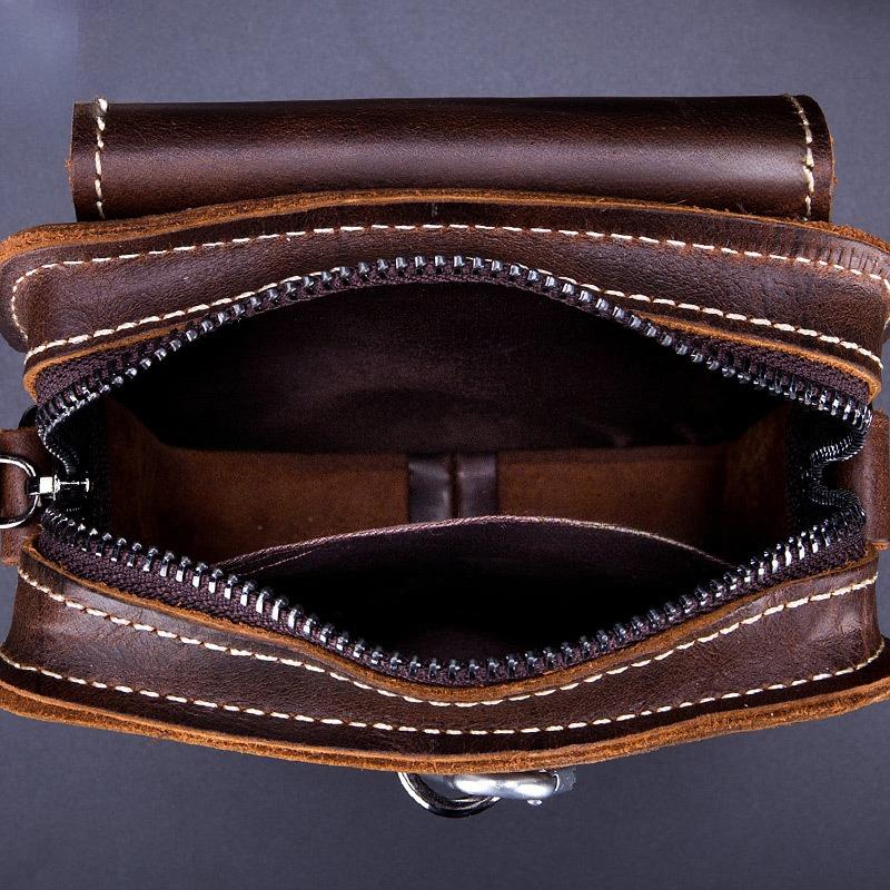 Men's Genuine Leather Mobile Phone Waist Bag Multifunctional Large Capacity Head Layer Cowhide Waist Bag Wear Belt