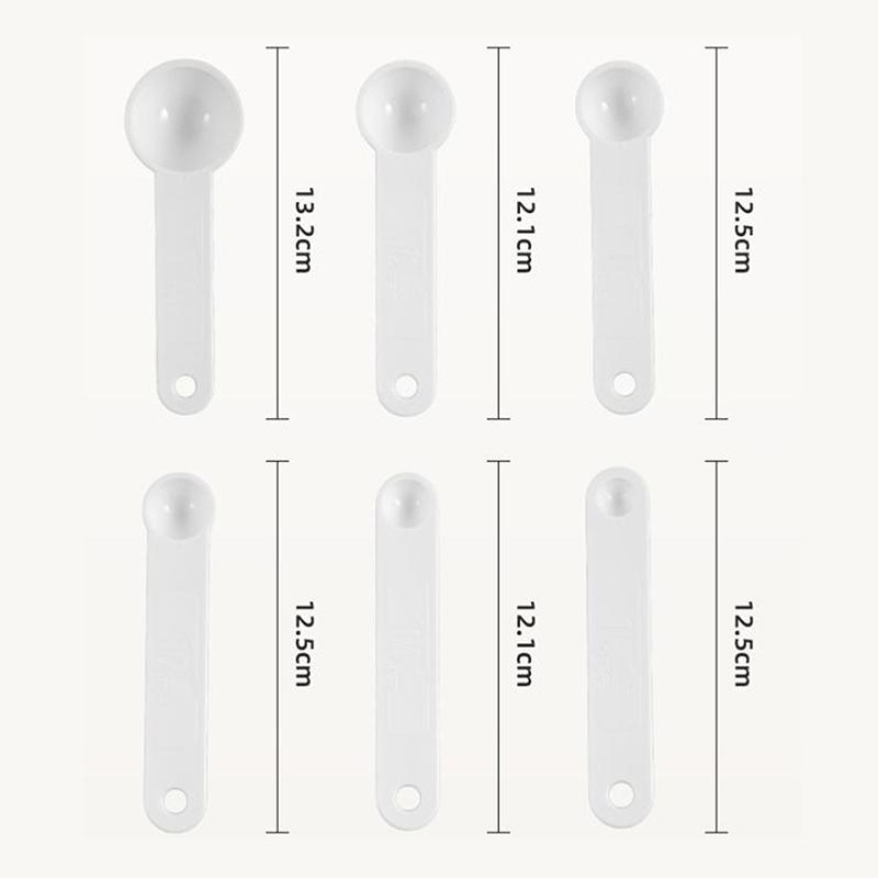 1Set Measuring Cups And Spoons Set White Plastic Kitchen Tools For Baking Cooking Mixing With Accurate Markings