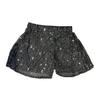 Women Sequin Shorts Elastic High Waist Loose A-line Pure Color Ultra Short Above Knee Length Performance Dance Shorts