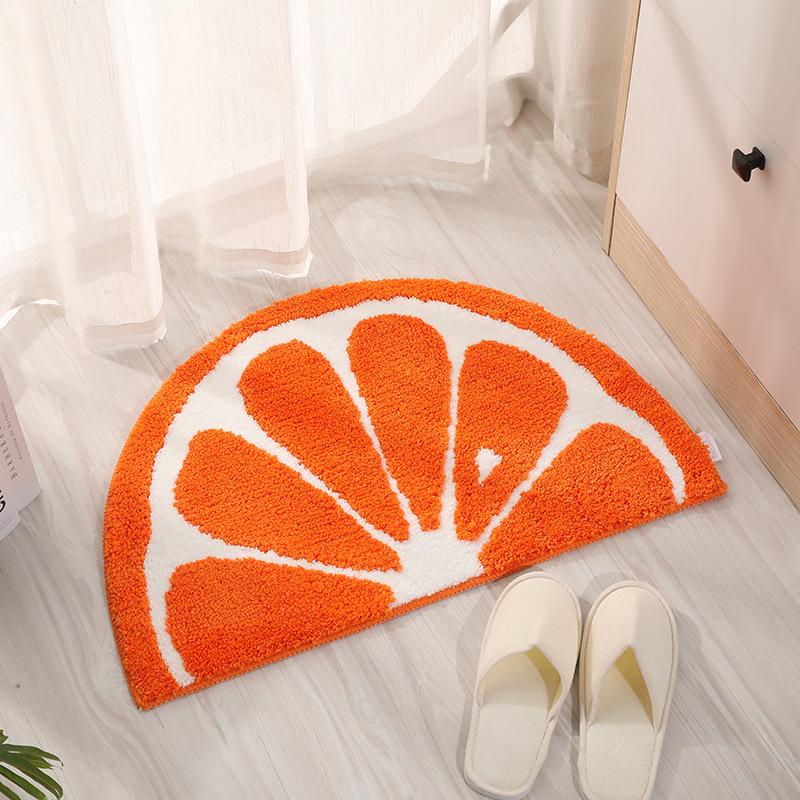 

Lemon Half Round Fruit Slice Bath Mats for Bathroom Anti Slip Cozy Orange Rug Fluffy Yellow Bath Rugs Cute Indoor Doormat 40x60cm помаранчевий