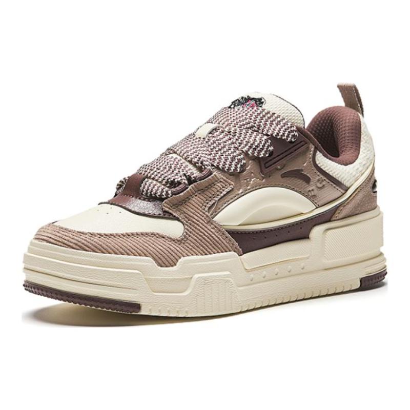 Anta Micro Sugar Puffy Shoes Cushioning Wear-Resistant Low-Top Skateboard Shoes Women's Beige Brown Sneakers 922348001-3