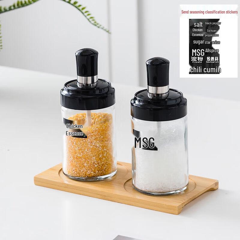 Набор керамических банок для специй с бамбуковым подносом