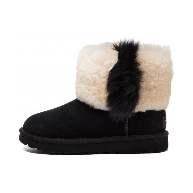 UGG Vintage Lightweight Warm Non-Slip Suede Sheepskin Snow Boots Women Boots Black 1101039-BLK