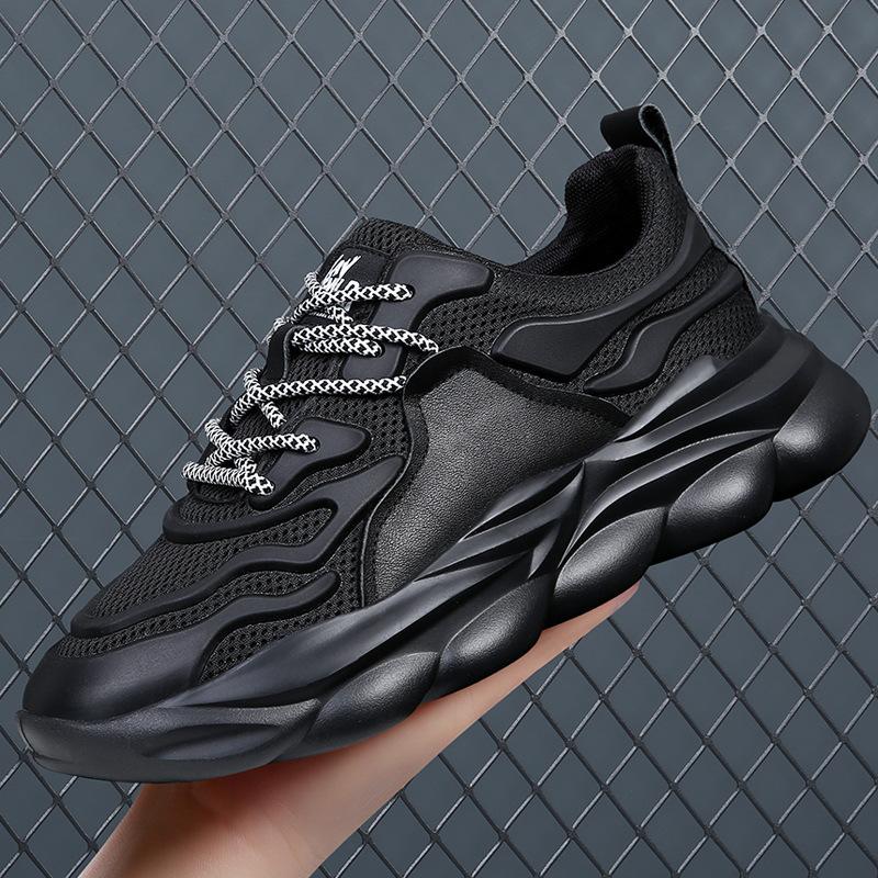 

Мужская обувь 2025 года, новая весенне-летняя обувь для папы на платформе, универсальная дышащая сетчатая спортивная и повседневная обувь, мужские туфли Little White Tide 39 чёрный