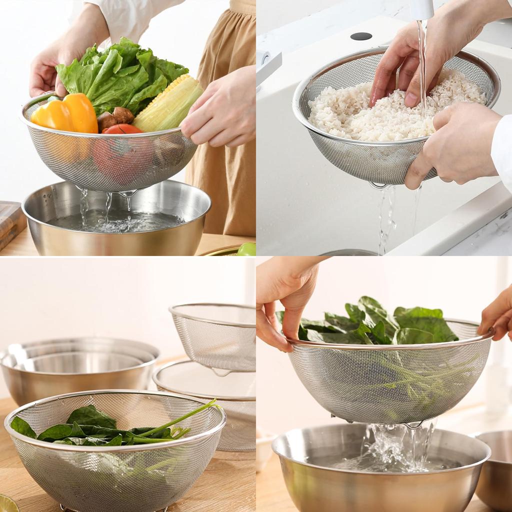 Doyeemei Stainless Steel Colander Colander Colander Drainer Oil Drainer Bowl Bowl 22cm Dishwasher Safe Flat Colander Vegetable Cooking Utensil