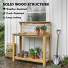 Wooden Potting Bench Table with Aluminium Worktop, Outdoor Garden Workbench with 2 Shelves