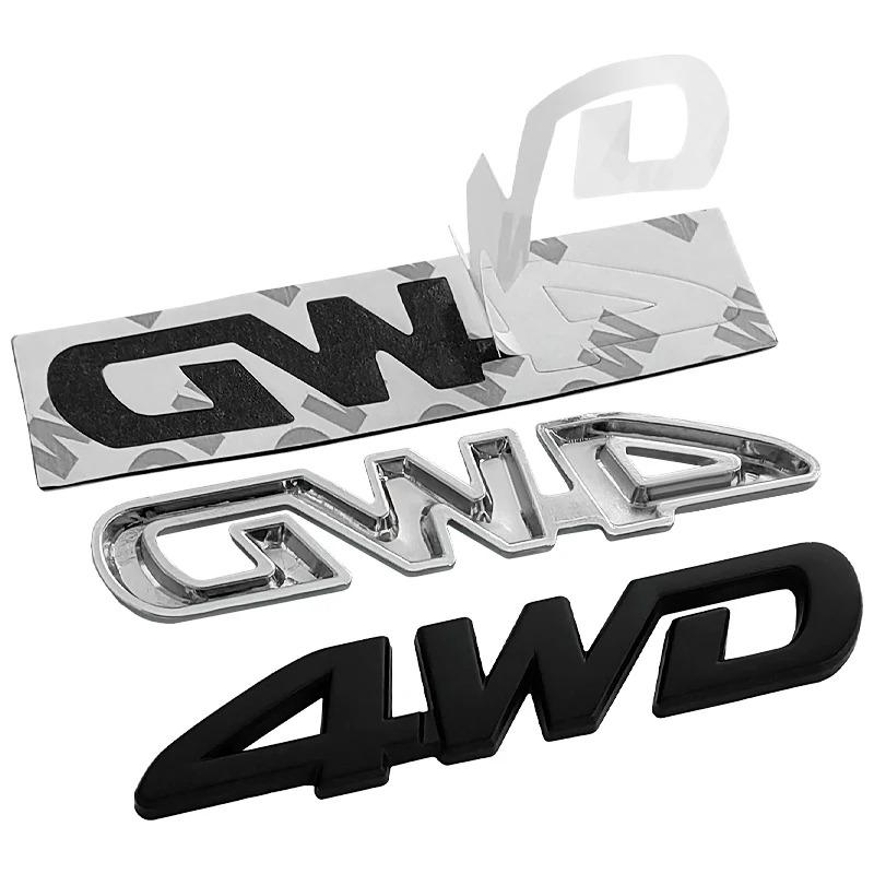 3D Metal 4WD Logo Letters Universal Car Emblem Badge Decal Sticker For Hyundai Jeep Suzuki KIA Toyota Hodna Styling Accessories
