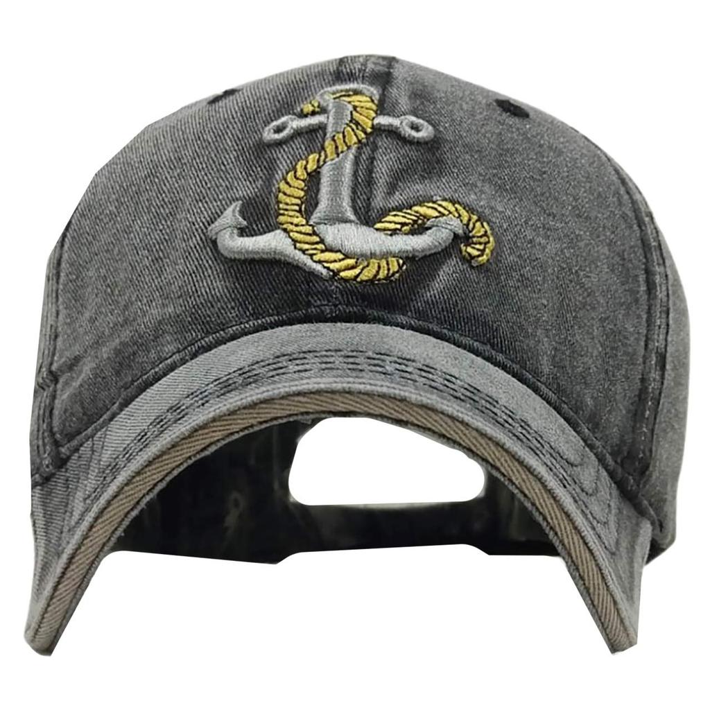 WHITE FANG Hatt Vintage Skadad Keps Ankare Logotyp Cool Snygg CA263 Herr (01 Blå)